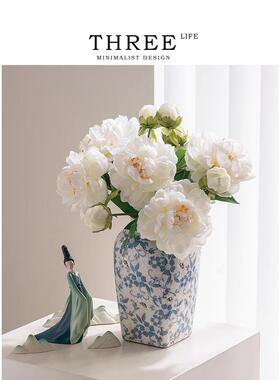 Tlife·Cyan·花瓶新中式青花瓷器陶瓷客厅复古冰裂纹摆件 | 翩舞