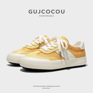 厚底德训鞋女2025新款柠檬黄板鞋丑萌时尚运动学生百搭系带休闲鞋