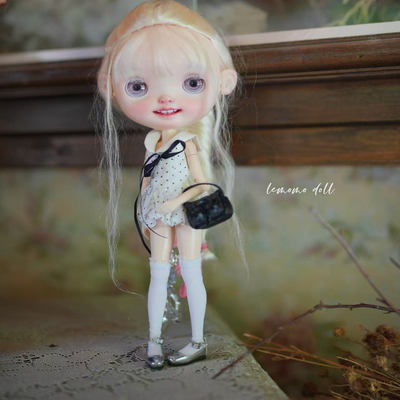 乐茉茉doll新款海军领泡泡裙OB22/24/blythe小布蓝豆豆/azones现