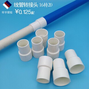 pvc异径接头线管配件转接头穿线管转换白色电工套管16转20大小头