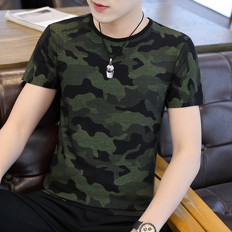 纯棉夏季迷彩短袖t恤男薄款军训战友兵迷潮流修身半袖工装上衣服