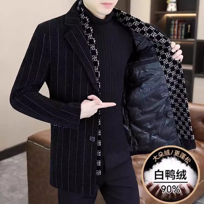 高端毛呢羽绒服男中长款冬季加厚