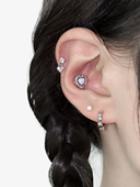 二十二丁目 高级感圆球闪钻心形耳环 澳宝爱心耳钉耳圈2026年新款