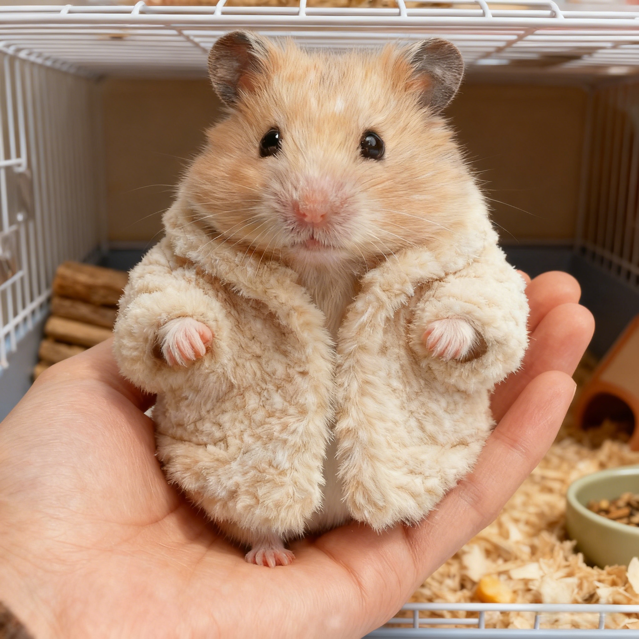 仓鼠专用小衣服皮草大衣冬天金丝熊保暖防丢服饰手工线织外出服