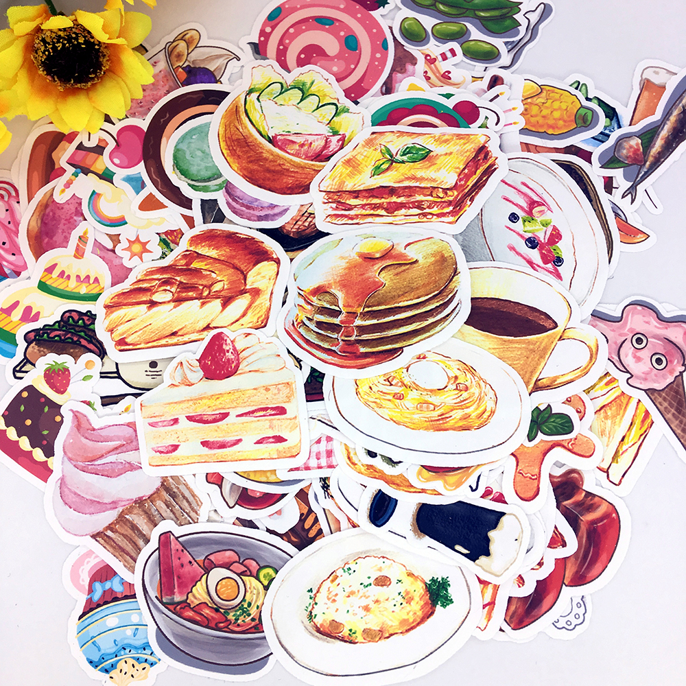 手帐美食贴纸蛋糕贴画西餐甜点日记装饰甜品手账手工贴纸125枚