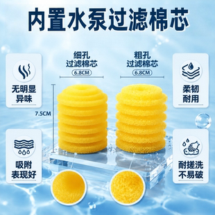 闽江过滤滤芯黄色松宝鱼缸内置过滤器棉芯圆形过滤棉生化棉替换棉