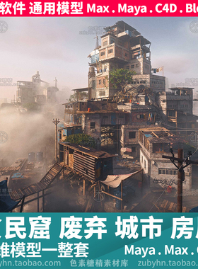 贫民窟废弃城市房屋住宅海上木屋建筑3d三维模型mayamaxc4dblende