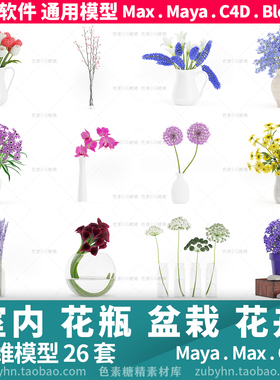 室内花瓶植物花卉盆栽3d模型三维模型26套maya3dmaxc4dblender