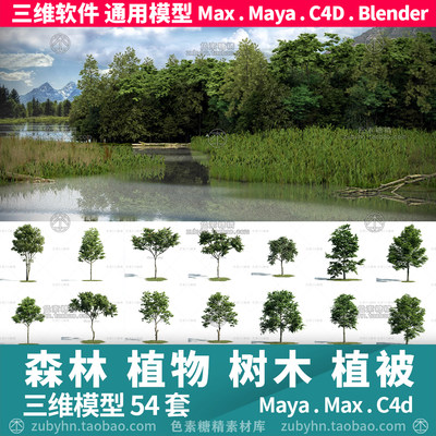 森林植物树木植被54组三维模型3d模型mayamaxc4dblender