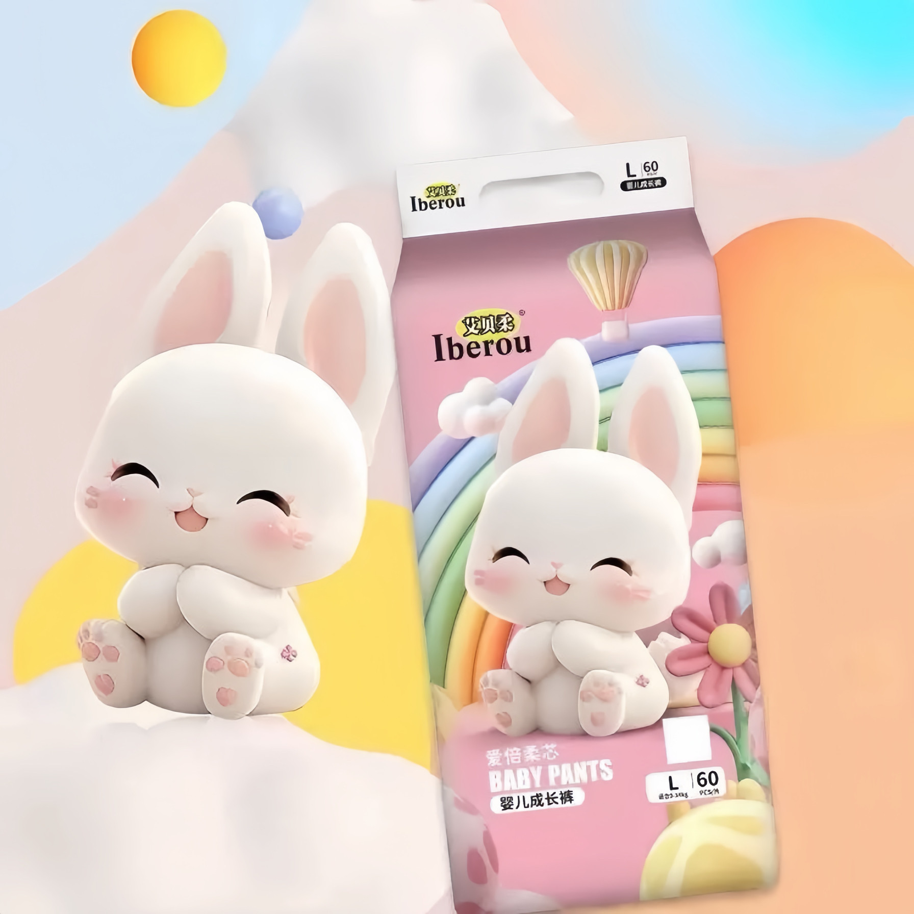 ［2包］艾贝柔彩虹系列纸尿裤拉拉裤超薄透气柔软正品,婴童尿裤,纸尿裤正装,淘宝优惠券,粉丝福利购,淘宝优惠卷