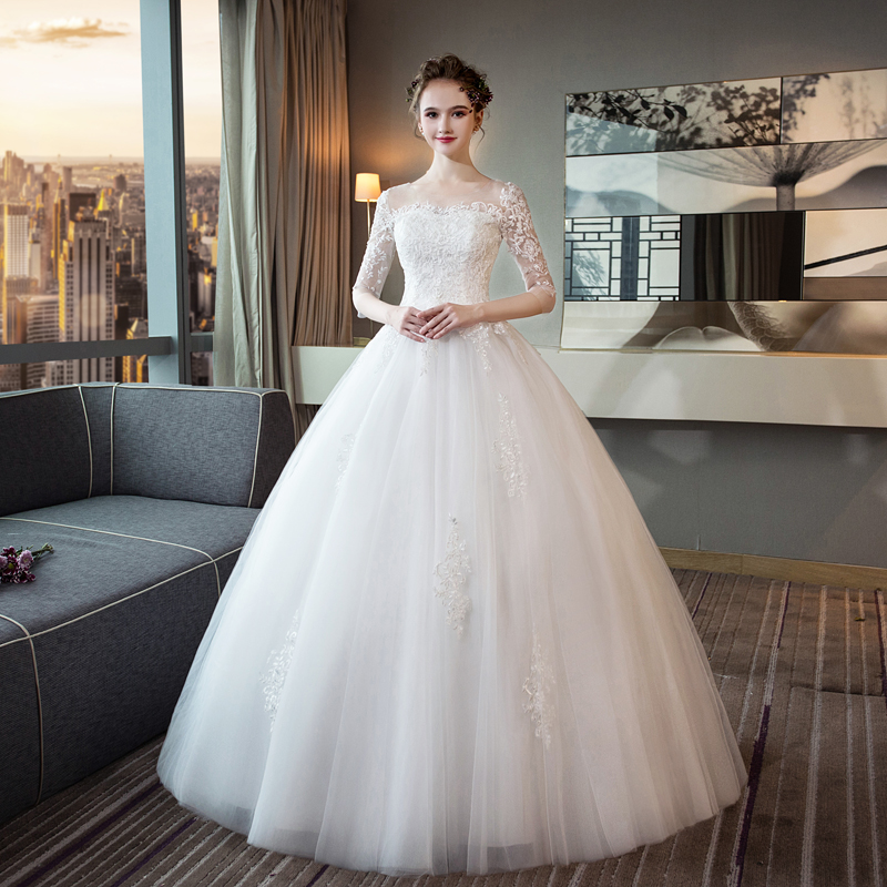 Wedding dress for pregnant, french style, suitable for teen, long sleeve, plus size, lace dress Wedding dress for pregnant, french style, suitable for teen, long sleeve, plus size, lace dress