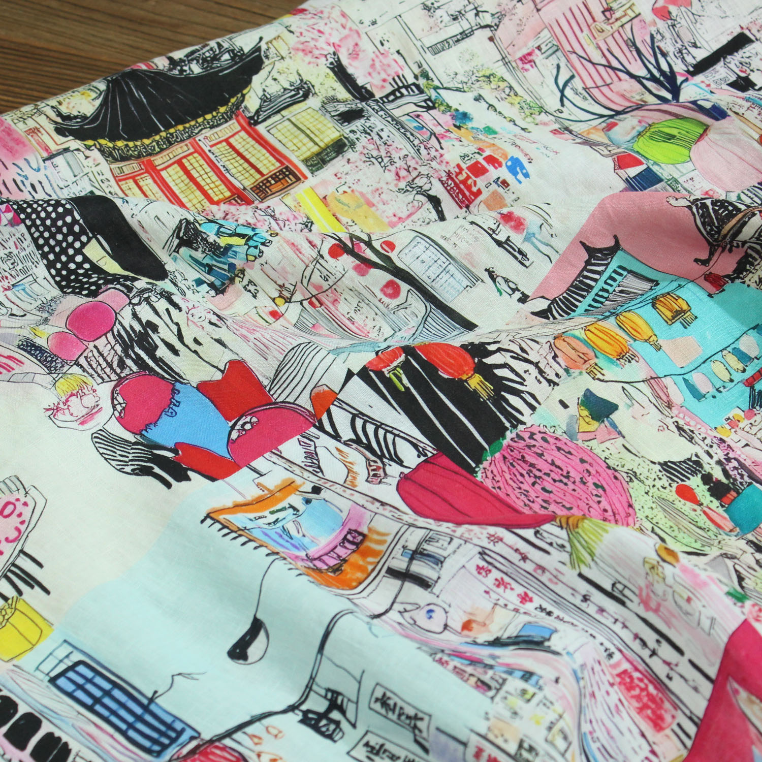 原创炫彩色21支水洗纯亚麻布料