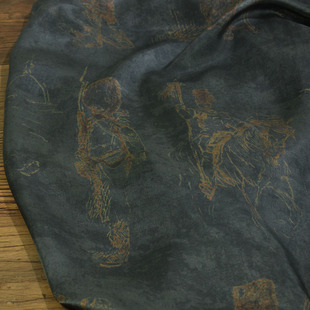 瓦娜家铜氨丝印花布料欧洲礼兵图案设计半身连衣裙袍子服装面料新