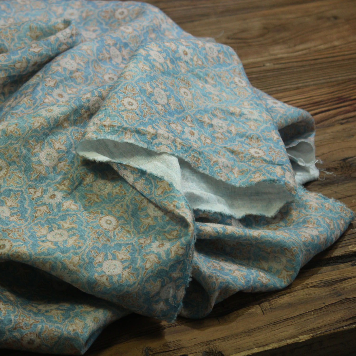 瓦娜原创设计纯亚麻印花服装布料