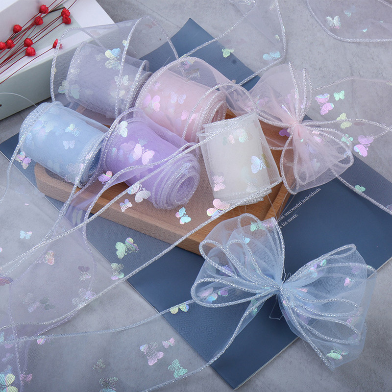 5cm幻彩蝴蝶鱼尾纱丝带发饰蝴蝶结鞋帽玩礼品具装饰配件材料辅料,居家布艺,花边,淘宝优惠券,粉丝福利购,淘宝优惠卷