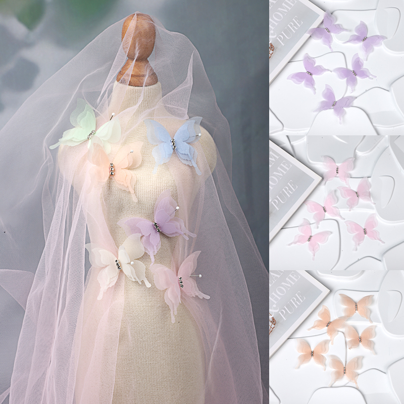 仙气薄纱三层仿真立体蝴蝶辅料