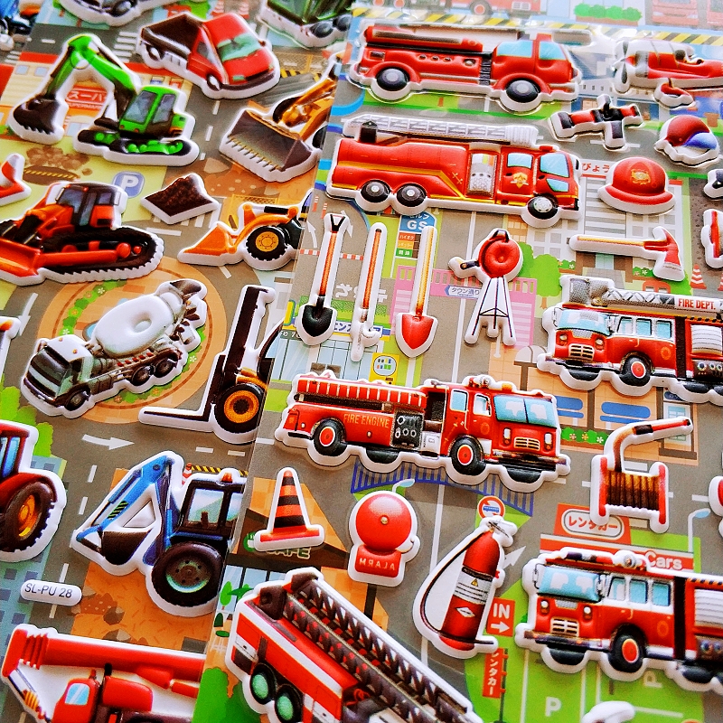 交通工程小汽车卡通贴纸