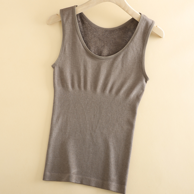 棉花几何美体毛圈薄绒女保暖背心