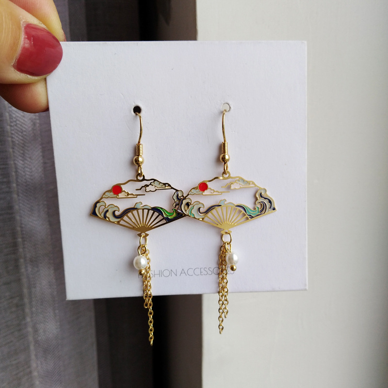网红同款复古气质耳环几何扇形女