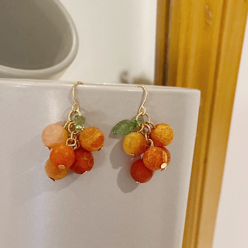 夏季小清新橘子百搭耳钉女2022年新款潮耳环百搭无耳洞耳夹耳饰,饰品/流行首饰/时尚饰品新,耳钉,淘宝优惠券,粉丝福利购,淘宝优惠卷