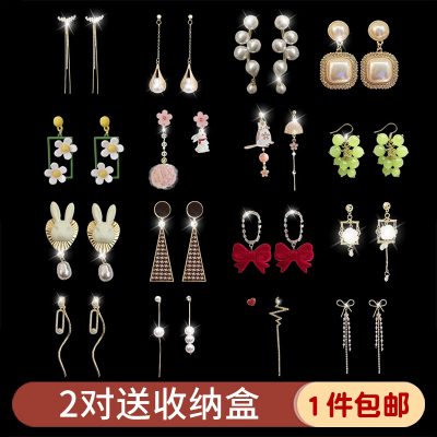 s925银针耳环女新款潮网珍珠