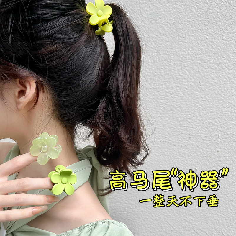 磨砂花朵抓夹马尾固定后脑勺防塌