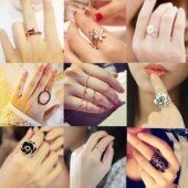 韩国小饰品情侣满钻猫眼石花朵皇冠名媛戒指女日韩指环食指尾戒