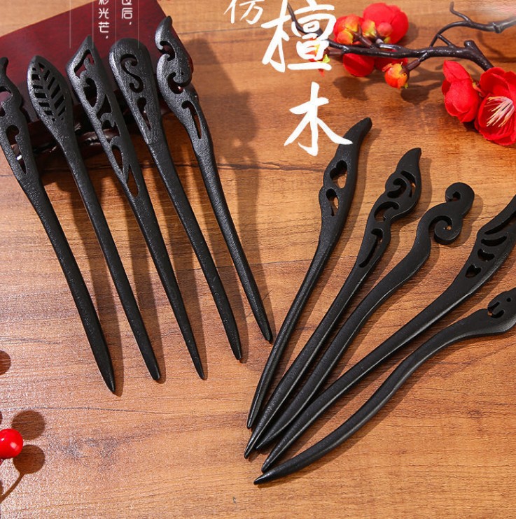 发簪简约黑檀木中国古典步摇
