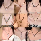 复古锁骨链汉服配饰 爆款 新中式 民族风陶瓷蝴蝶项链铃铛2024新款