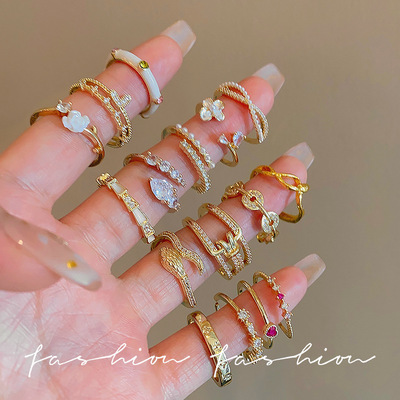 韩版小众设计精致开口戒指女轻奢高级感情侣对戒锆石素圈指环