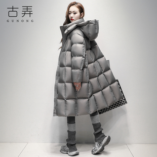 泡芙鹅绒羽绒服女2025新款冬季过膝长款高充绒量鹅绒服保暖厚外套