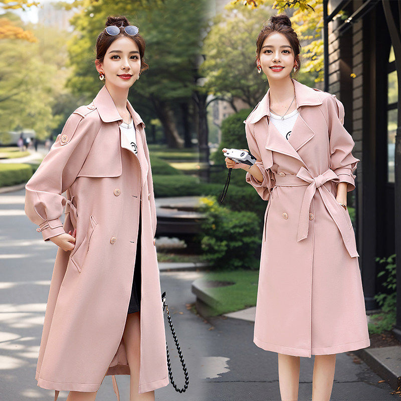 春季时尚气质腰带收腰显瘦韩版肩章中长款风衣外套