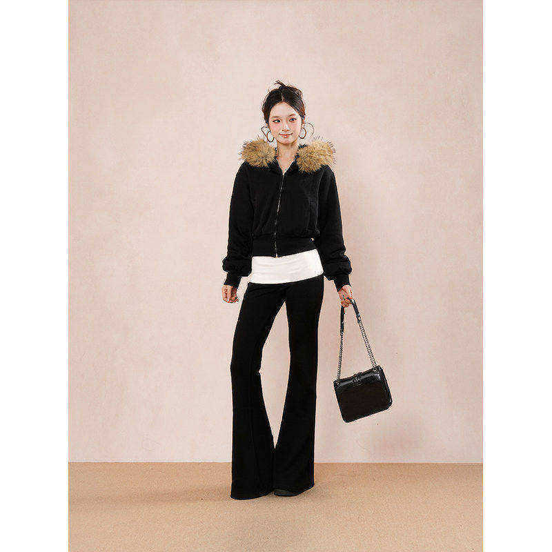 长腿姐姐 美式辣妹风毛领卫衣外套女秋冬新款微喇长裤二件套,女装/女士精品,时尚套装,淘宝优惠券,粉丝福利购,淘宝优惠卷