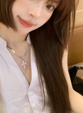甜酷多巴胺十字架吊坠项链女设计