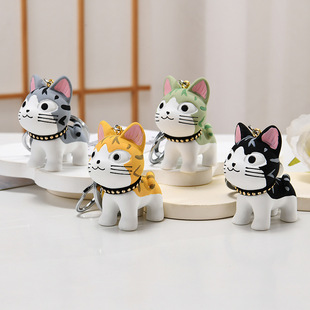 可爱仿真猫咪树脂宠物猫咪钥匙扣学生书包挂件汽车钥匙扣儿童玩偶
