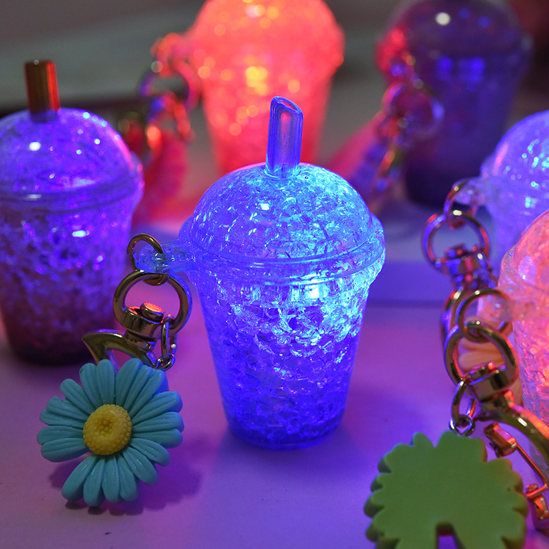 奶茶杯夏天发光透明挂件钥匙链