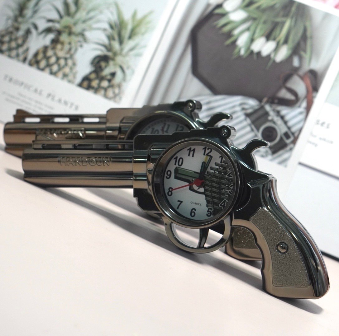 生日礼物送男生小孩同学复古手枪造型闹钟座钟居家桌面摆件床头钟,家居饰品,台钟/闹钟,淘宝优惠券,粉丝福利购,淘宝优惠卷