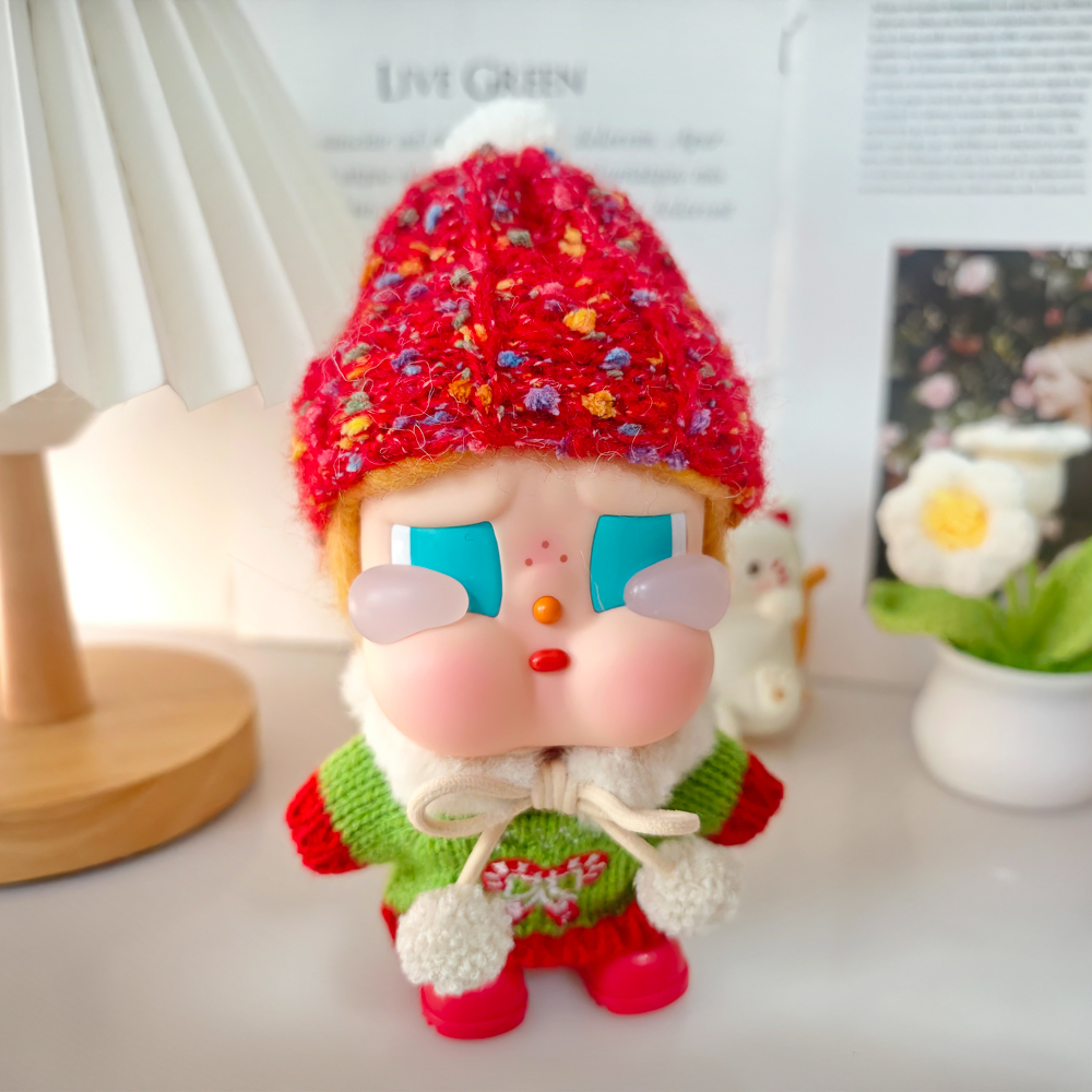 哭娃crybaby咕噜咕噜娃衣度假系列搪胶毛绒挂件圣诞围巾帽子毛衣