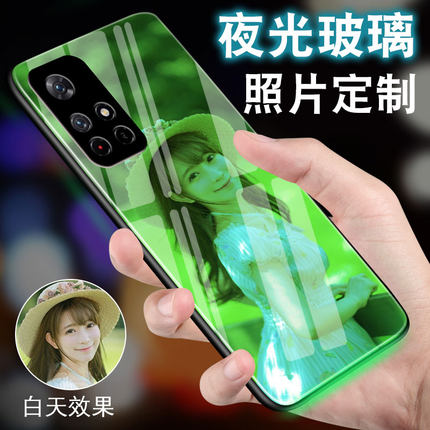 适用小米红米手机壳note12来图定制note11照片pro夜光+探索版turbo钢化玻璃男diy女tpro荧光款note10加note9