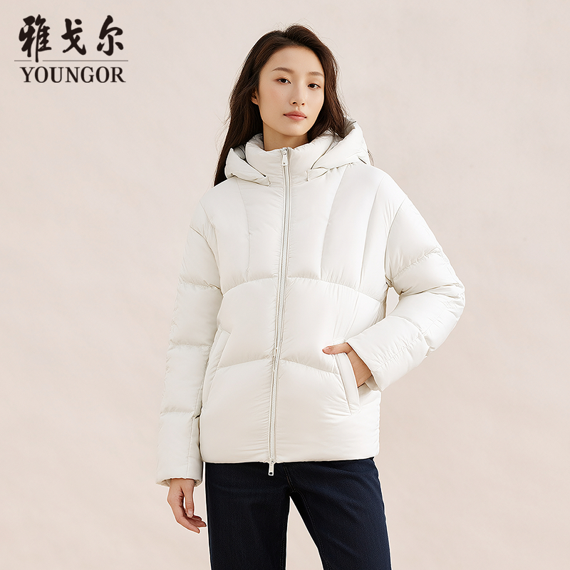 雅戈尔优雅日常立领带帽款羽绒服
