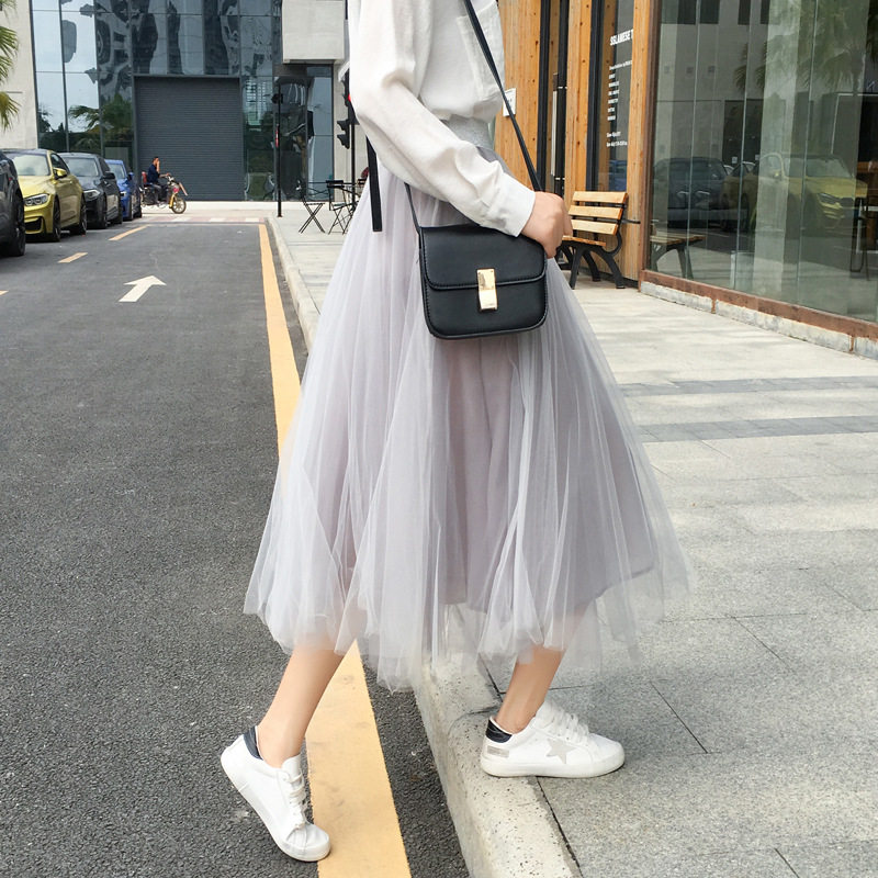 2020春季新款网纱半身裙韩版时尚仙女显瘦大摆蓬蓬裙a字裙子优质