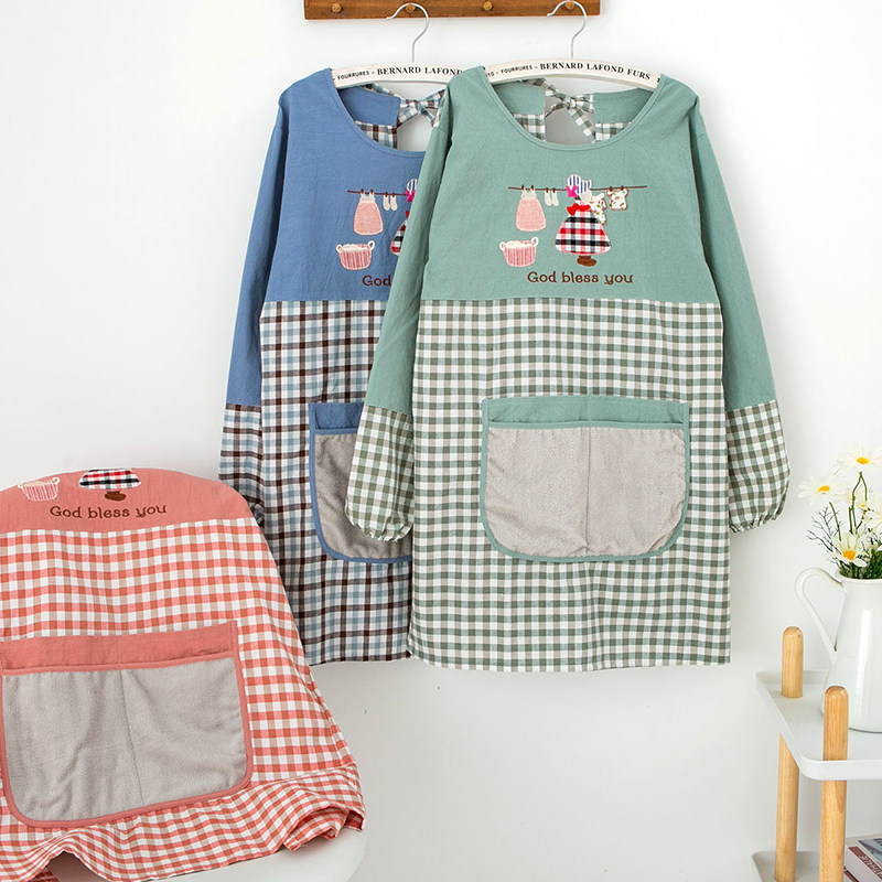 长袖围裙女家用厨房防水防油擦手工作服时尚做饭围腰带袖罩衣大人,家庭/个人清洁工具,围裙,淘宝优惠券,粉丝福利购,淘宝优惠卷