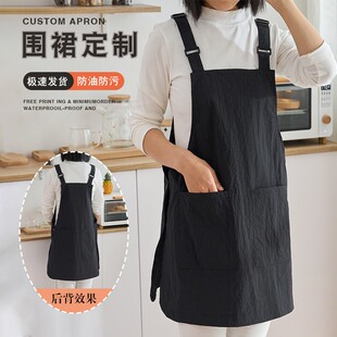日式防泼水印字定制围裙餐饮宠物咖啡厅画画酒店理发师工作服男女