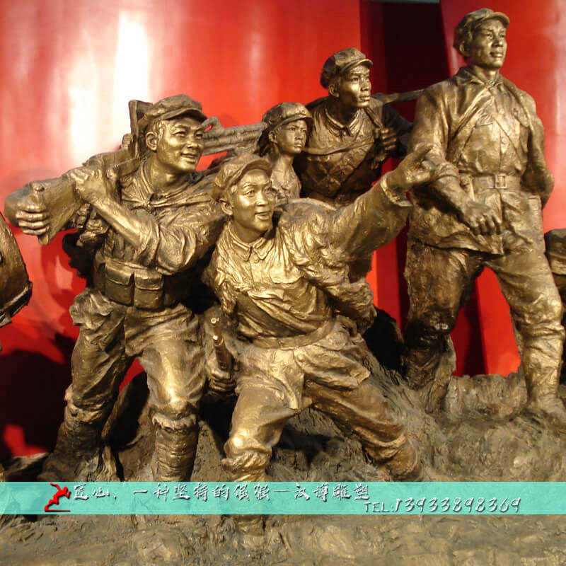 定制大型军人部队雕塑户外园林玻璃钢仿铜伟人雕像广场名人铜雕