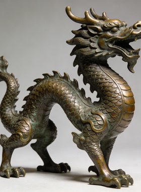 中国龙装饰铸铜动物金属雕塑定制源头寺庙景区大型黄铜艺术摆件