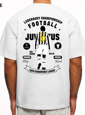 尤文图斯皮耶罗 短袖T恤DEL PIERO10号足球潮牌复古休闲重磅纯棉T