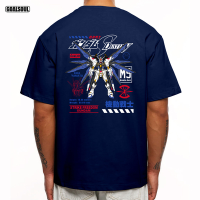 强袭自由高达 T恤STRIKE FREEDOM美式复古宽松休闲重磅纯棉短袖