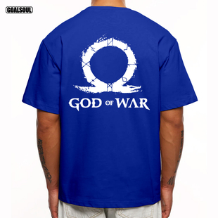 复古宽松休闲潮牌重磅纯棉短袖 战神 WAR游戏周边美式 T恤GOD