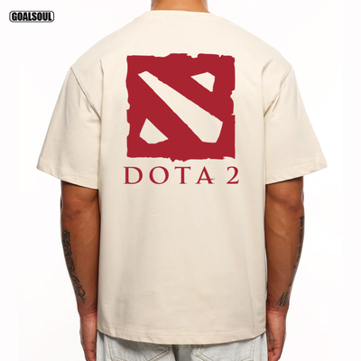 dota2 T恤 刀塔2游戏Logo美式复古潮牌休闲宽松重磅纯棉短袖