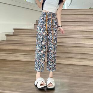 印花阔腿裤 薄款 大码 子女夏季 休闲凉凉沙滩裤 防蚊宽松潮百搭直筒裤